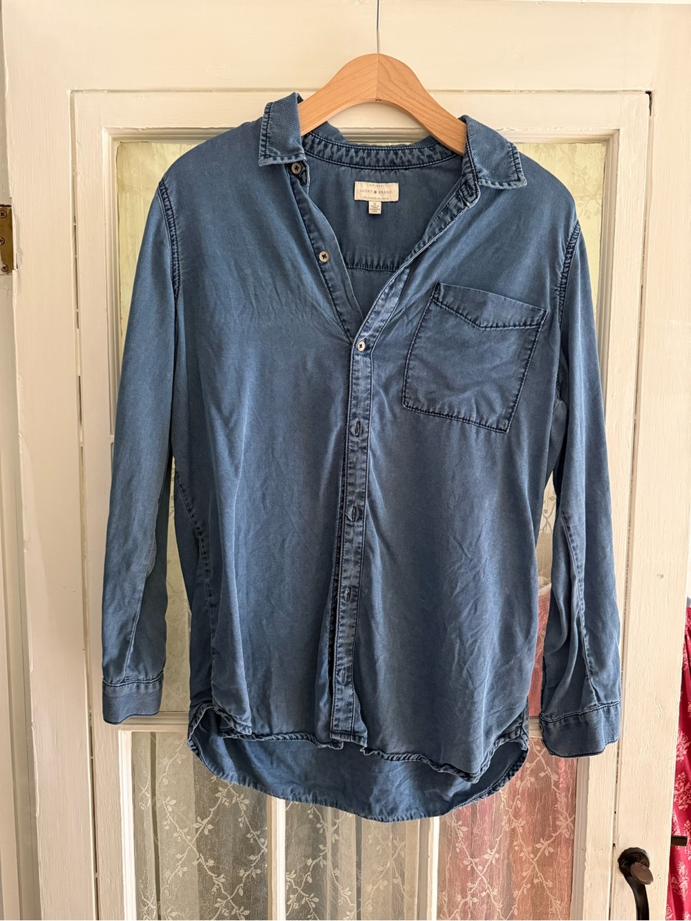 Blue Denim-Style Button-Up Shirt
